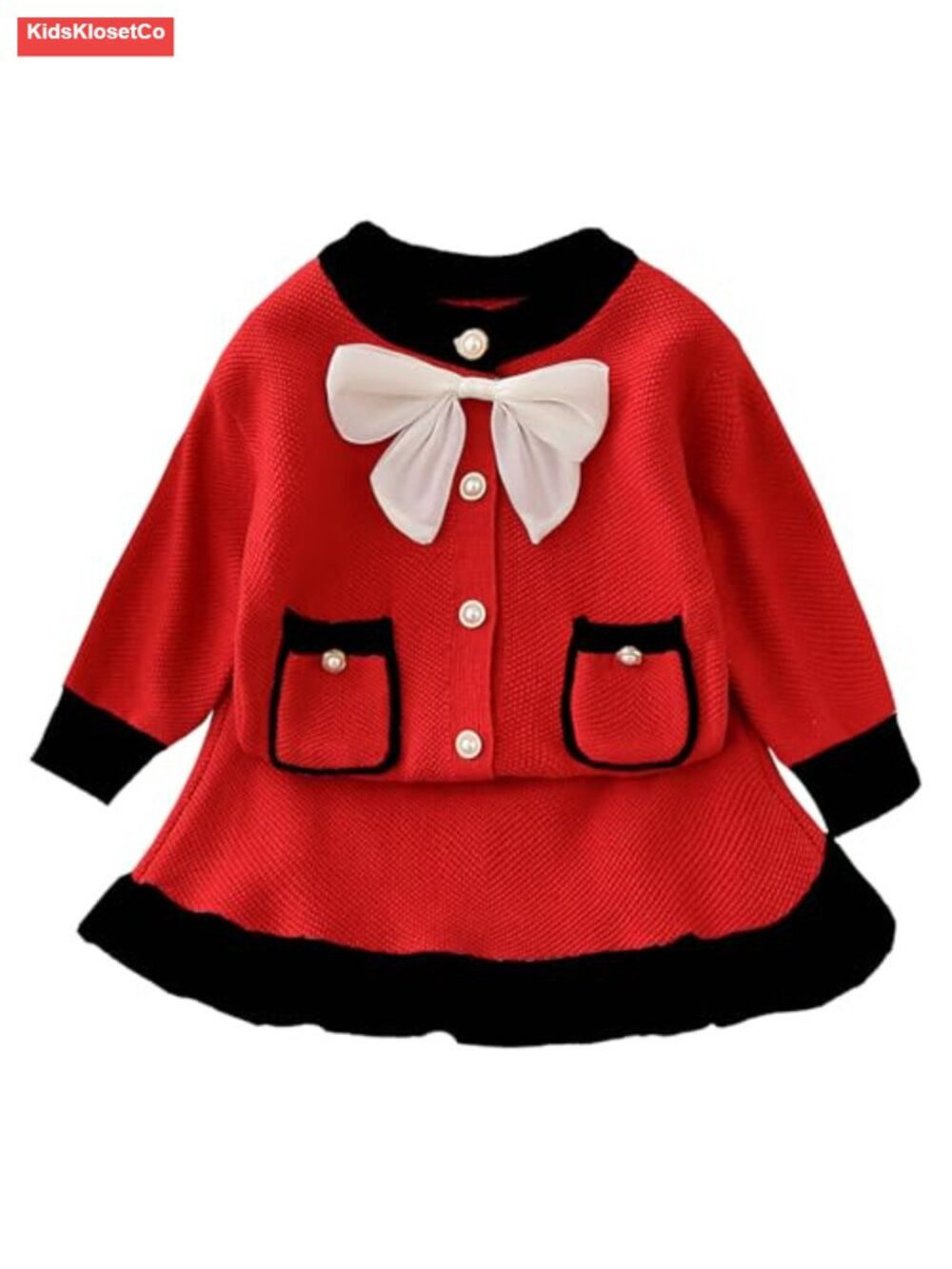 Toddler Girls Sweater Skirt Set Cardigan with Bow-knot